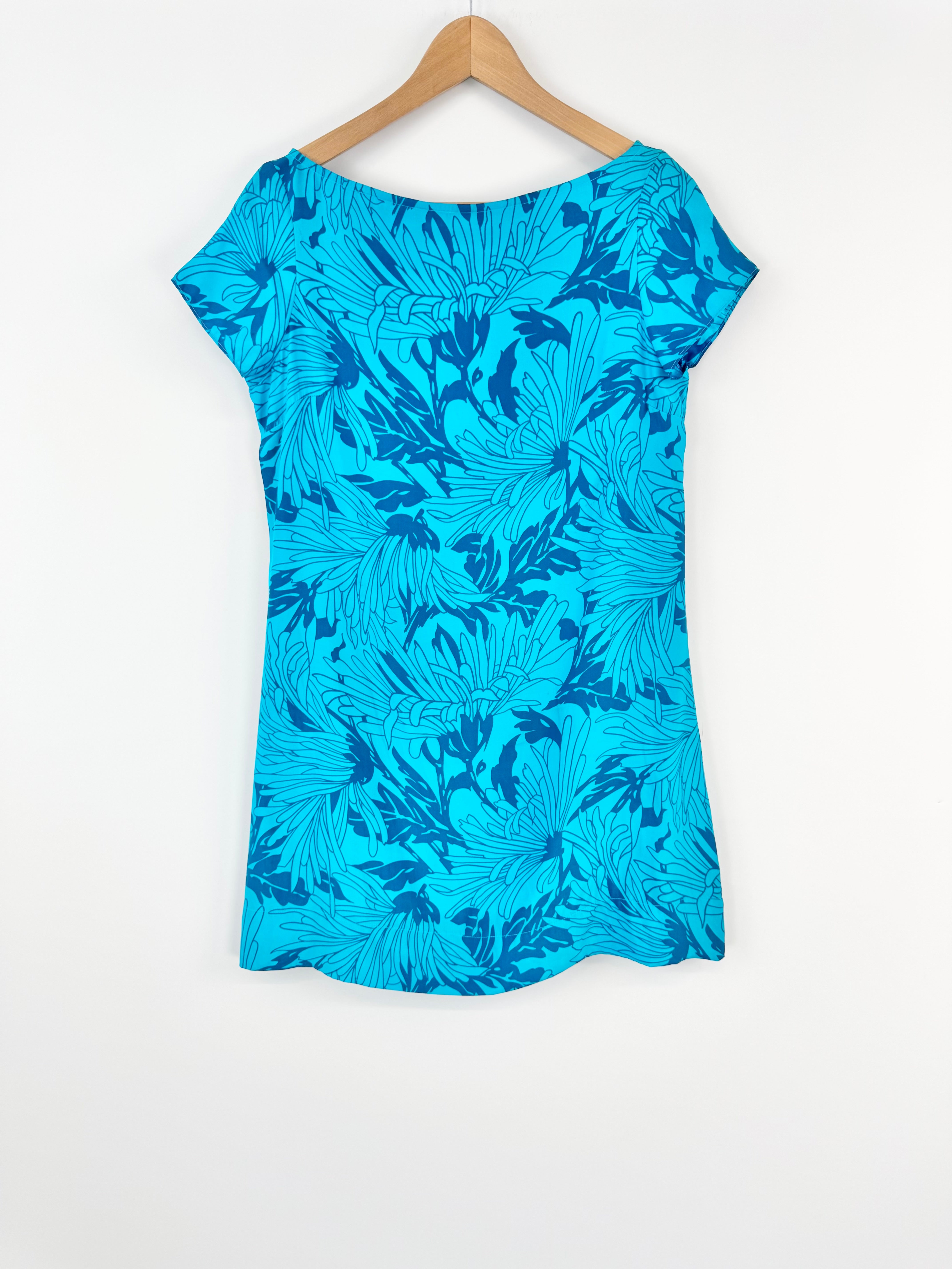 Leonard St Bright Blue Silk Floral Tunic - AU10