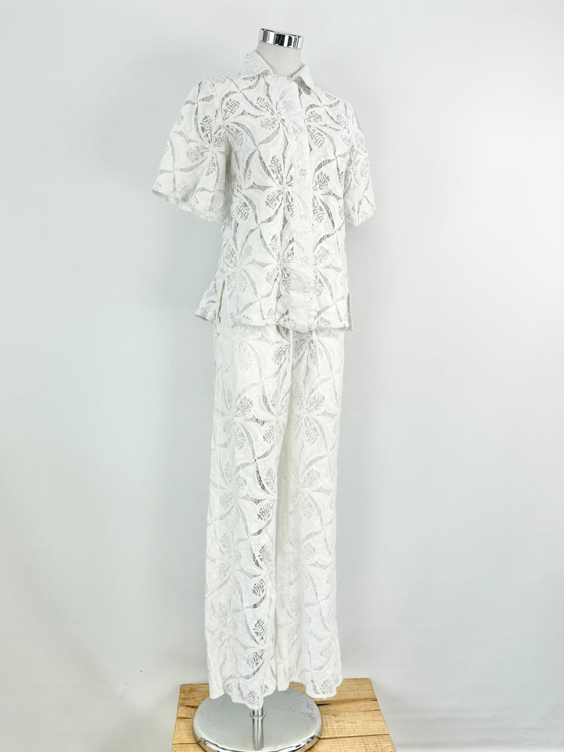 O.P On Parks Sheer White Lace Two Piece - AU8/6