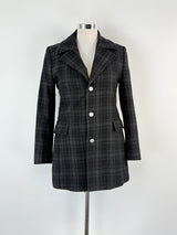 Renoma Paris Black & Grey Striped Wool-Blend Coat - L