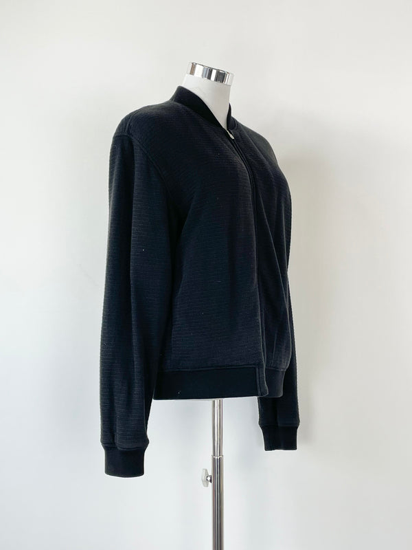 T By Alexander Wang Black Zip Fleece Jacket - S
