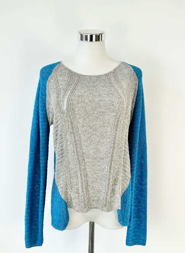 Helmut Lang Grey & Blue Contrast Jumper - AU8/10