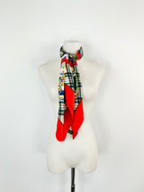 Pringle Cream, Crimson & Tartan Silk Scarf
