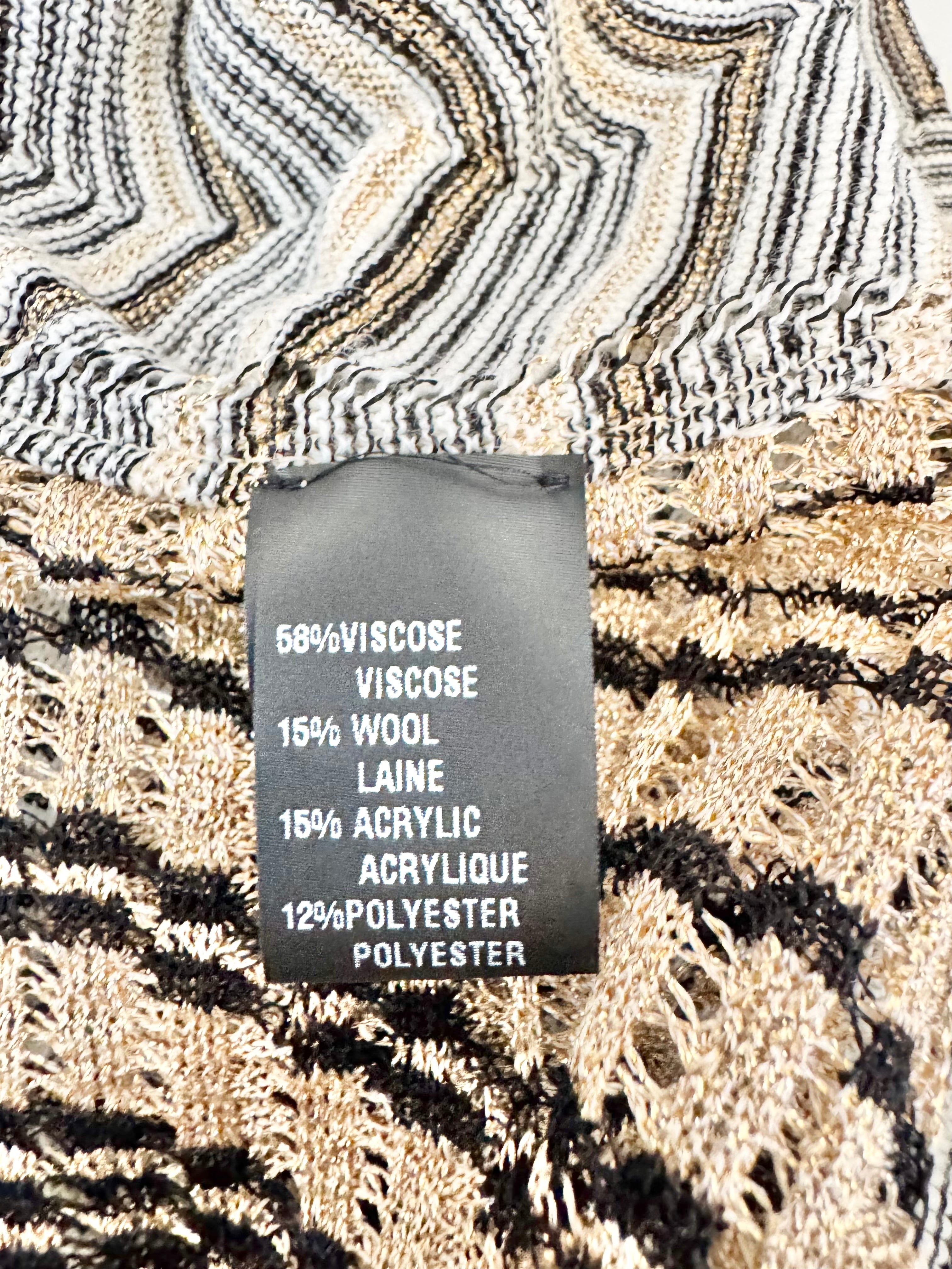 Missoni Metallic Gold Black & Cream Knit Top - AU8/10/12