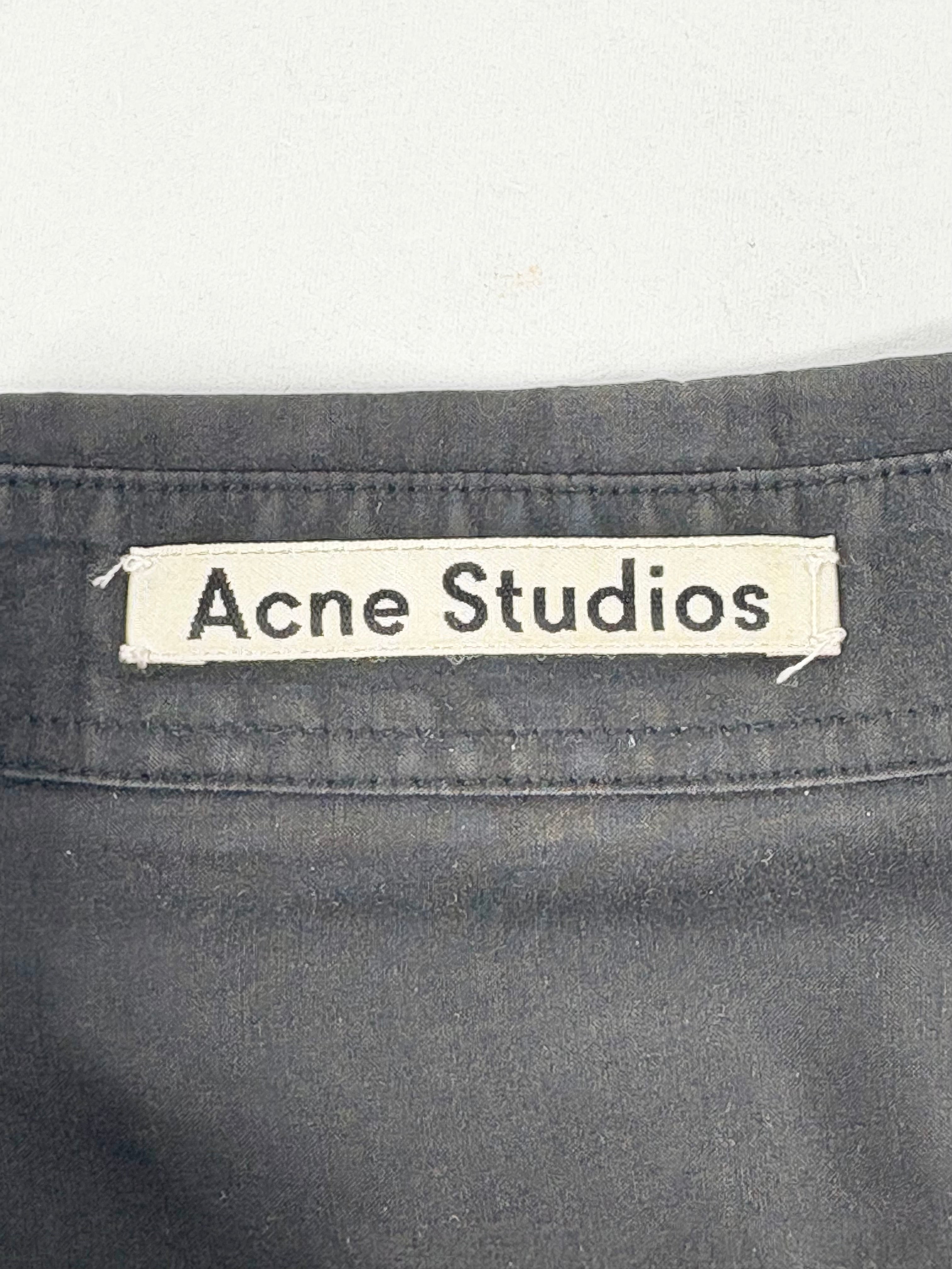 Acne Black Silk-Blend 'Line Ribbon' Short Sleeve Shirt - AU8/10