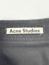 Acne Black Silk-Blend 'Line Ribbon' Short Sleeve Shirt - AU8/10