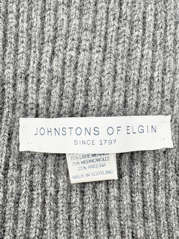 Johnstons of Elgin Charcoal Rib-Knit Wool Scarf