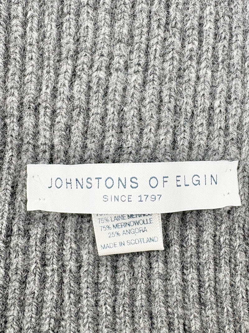 Johnstons of Elgin Charcoal Rib-Knit Wool Scarf