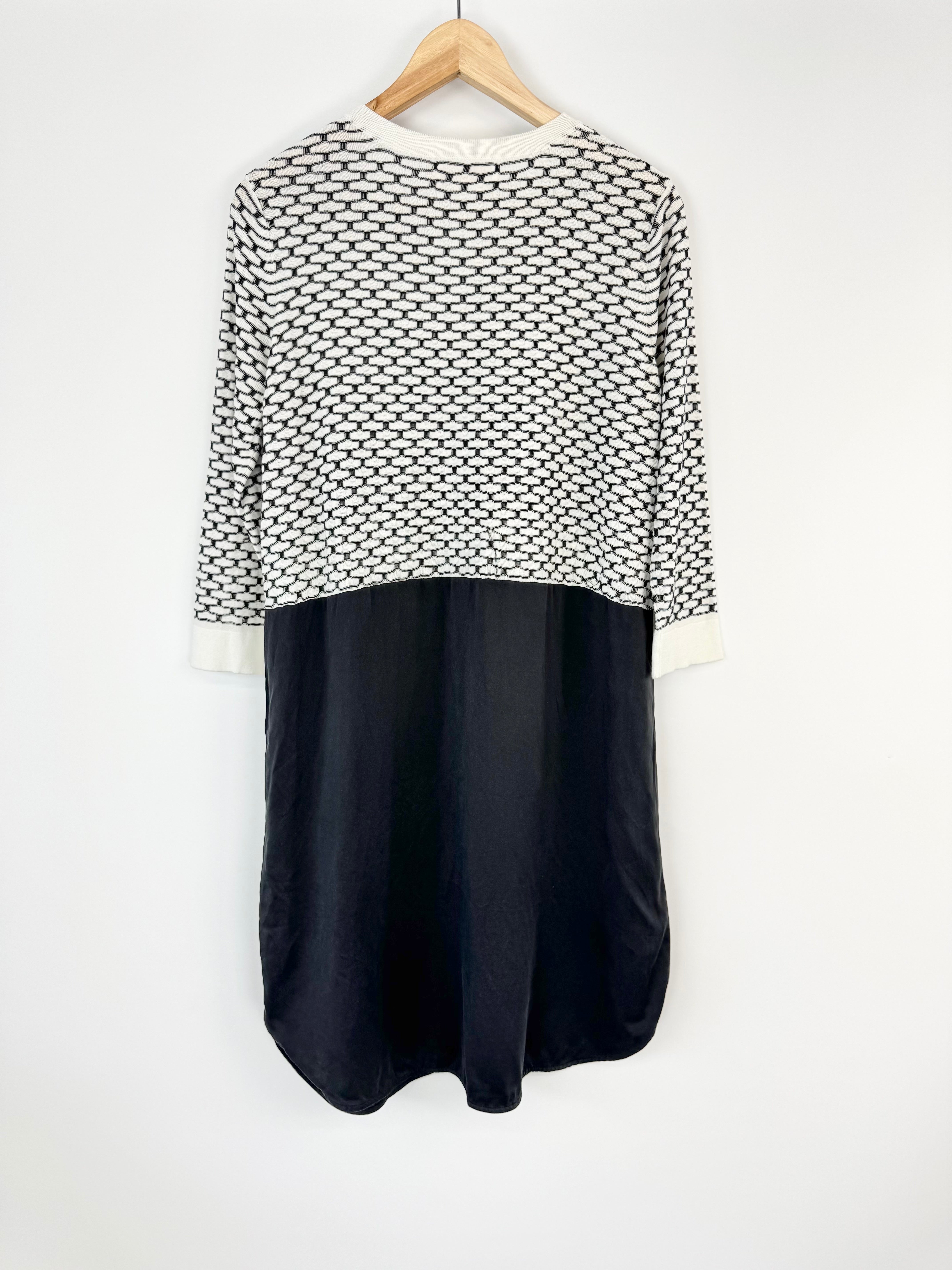 Cable Melbourne White & Black Cotton & Silk Dress - AU10/12