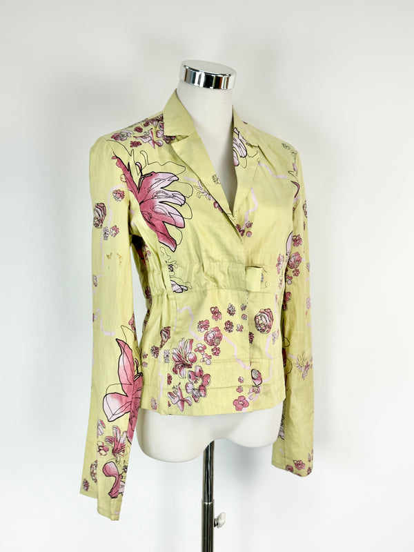 Christian Lacroix Pale Green & Pink Floral Top - AU10