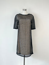 Zimmermann Black Crochet Shift Dress with Silk Slip - AU8/10