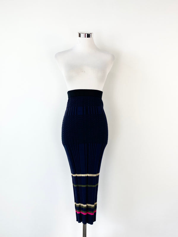Sass & Bide Blue Metallic Column ‘Slave to Love’ Skirt - AU4/6