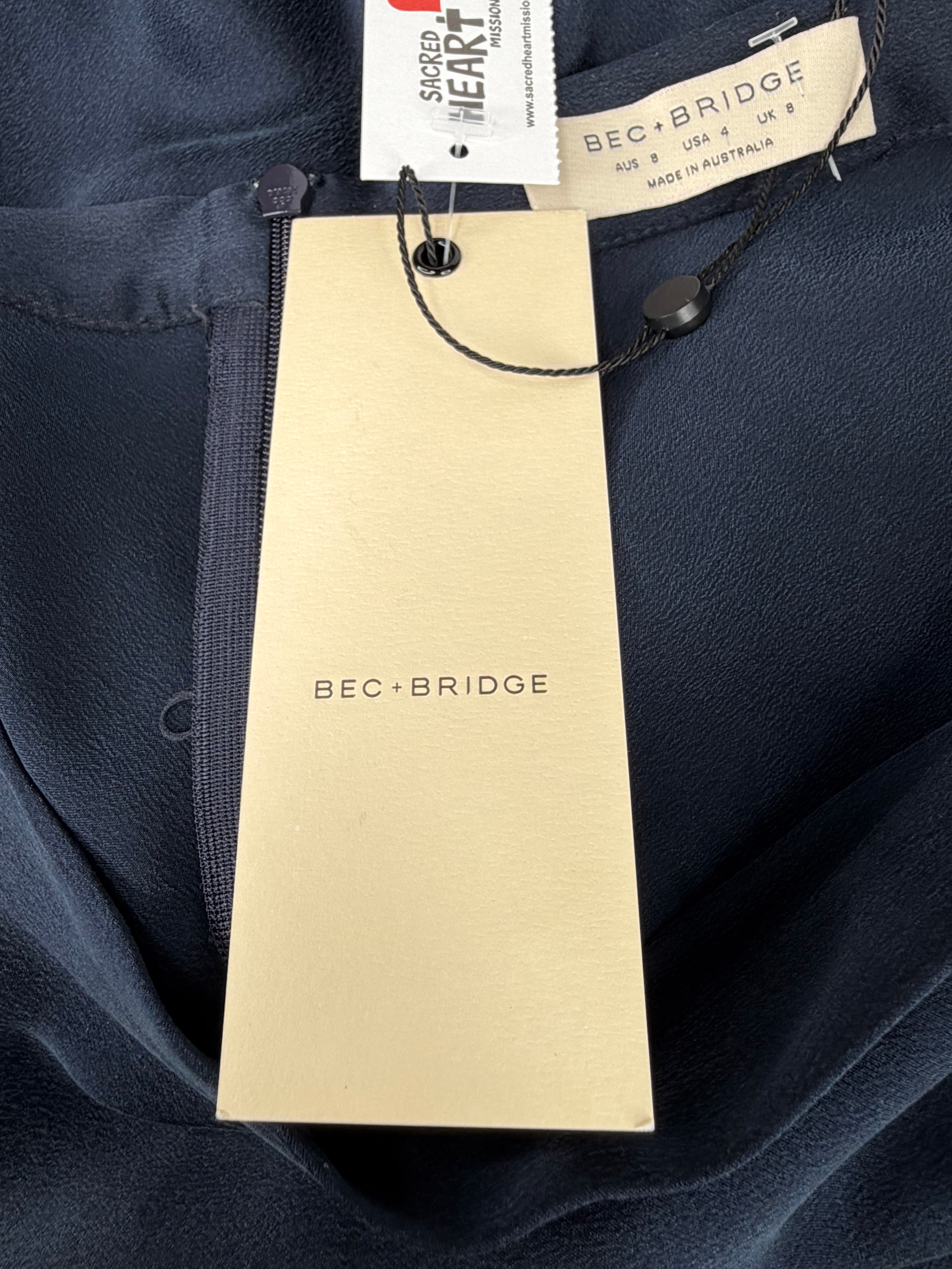 Bec & Bridge Navy Blue Bias Cut 'Classic Circle' Silk Maxi Skirt NWT - AU8