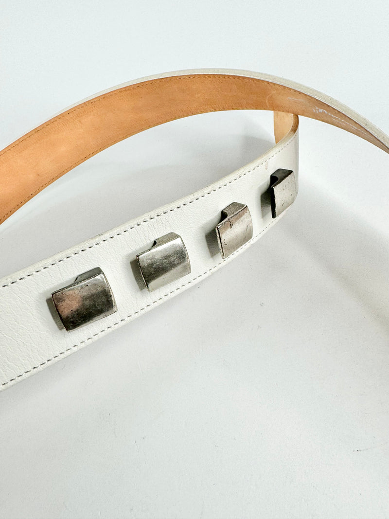 Franco Giazzi White Leather Belt