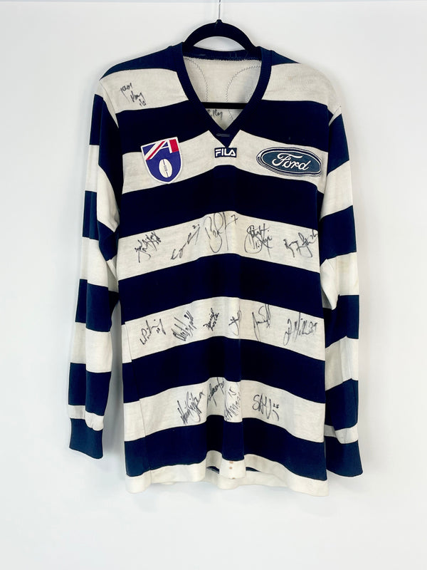 Signed Geelong Cats 90s Era Vintage Long Sleeve Guernsey