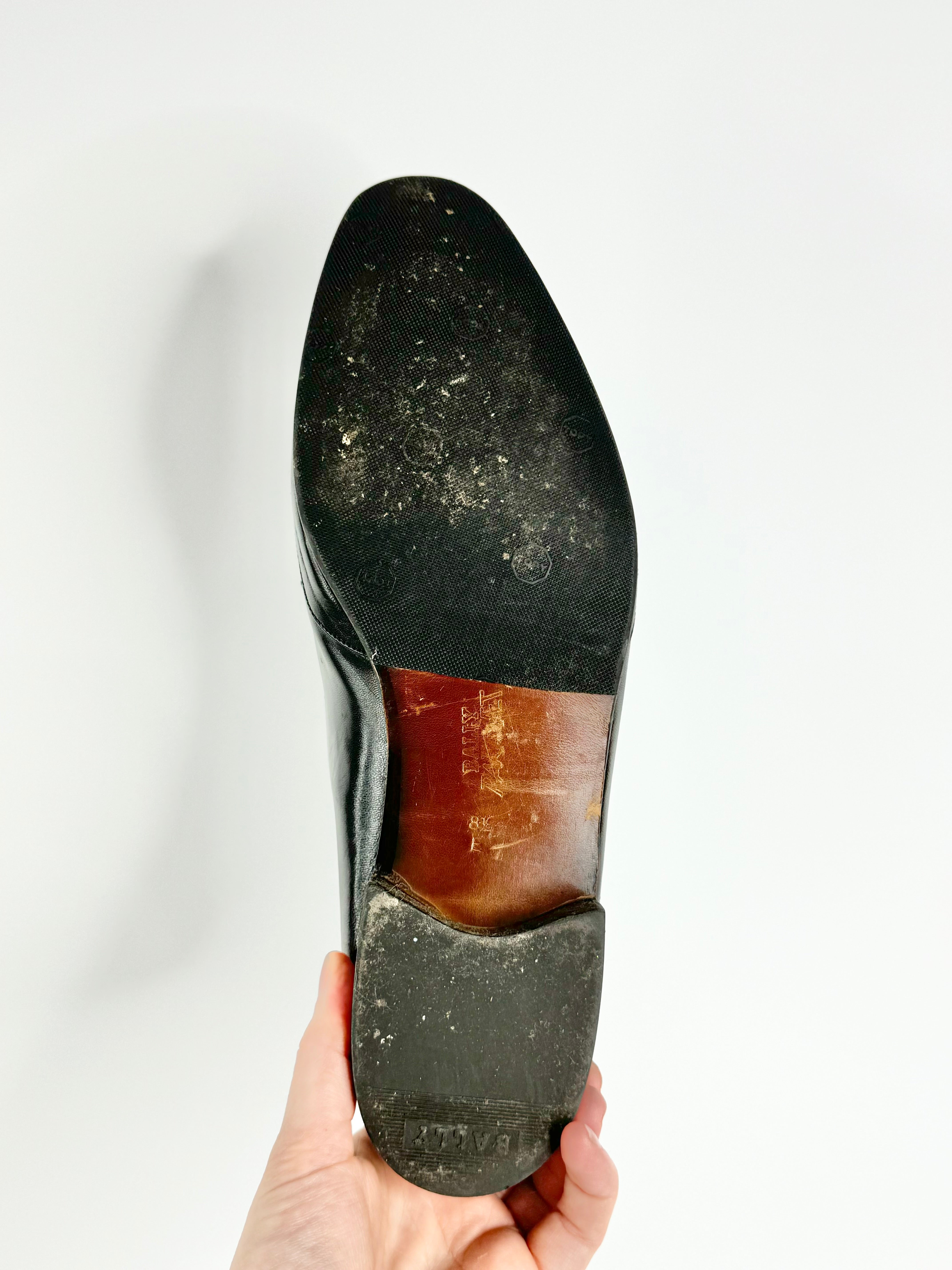 Vintage Bally Black Textured Loafers - EU42