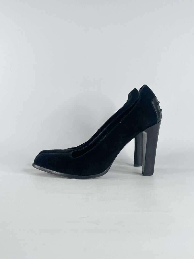 Tod's Black Suede Pointed-Toe Pumps - EU35.5