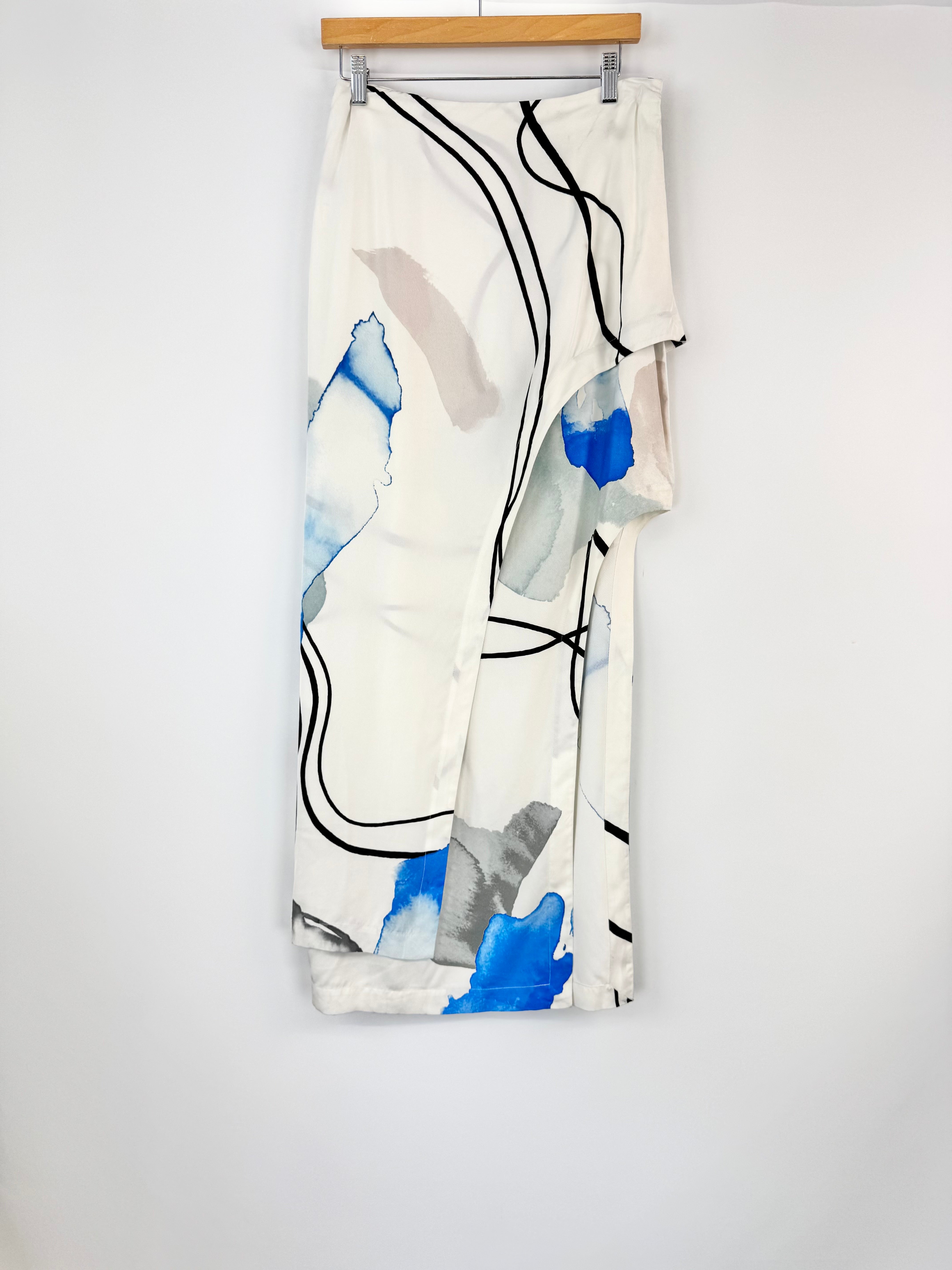 Sass & Bide White, Blue & Grey 'The Abstract' Asymmetric Skirt - AU10