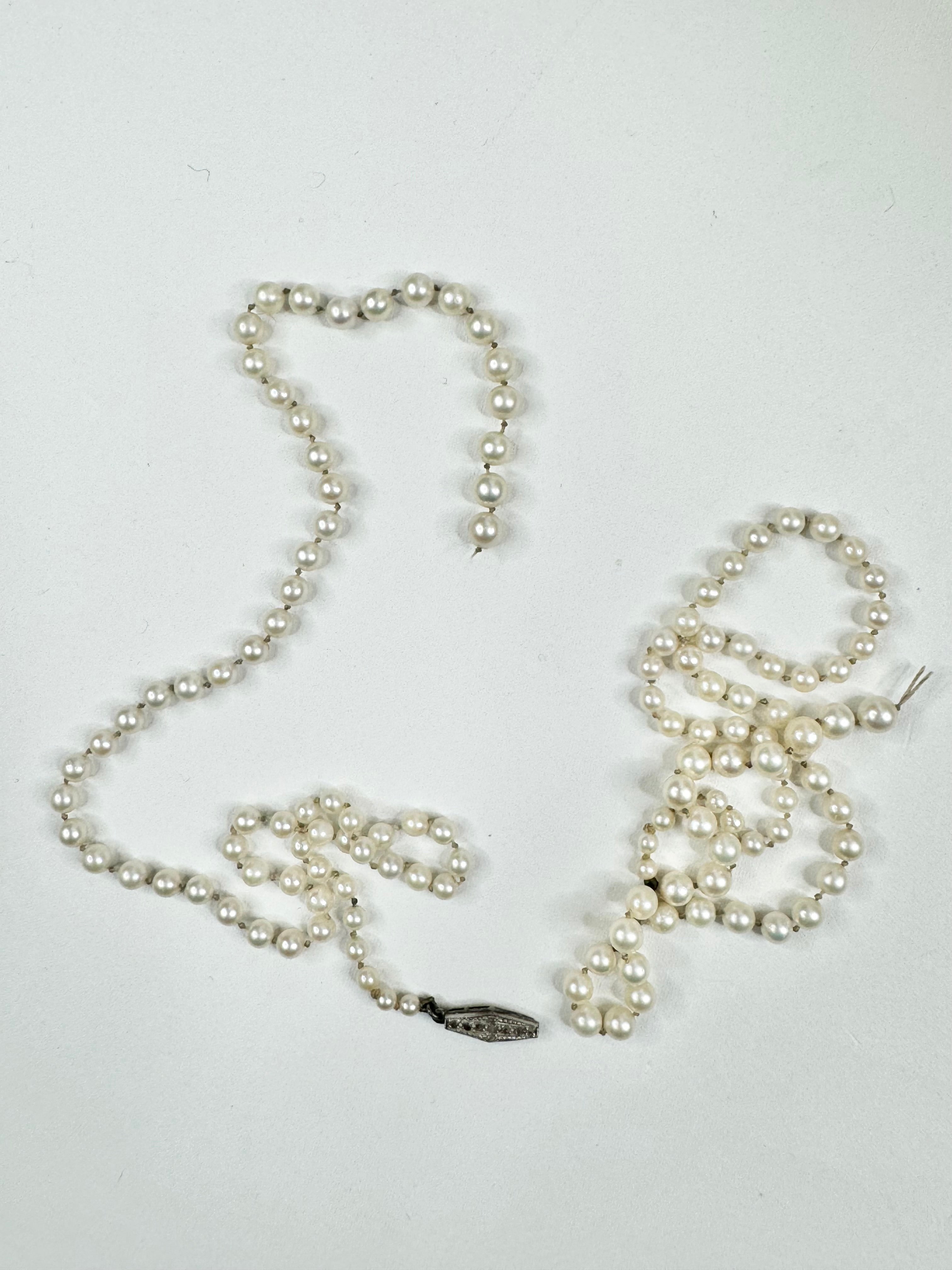 Vintage Silver Art Deco & Freshwater Pearl Necklace - as is