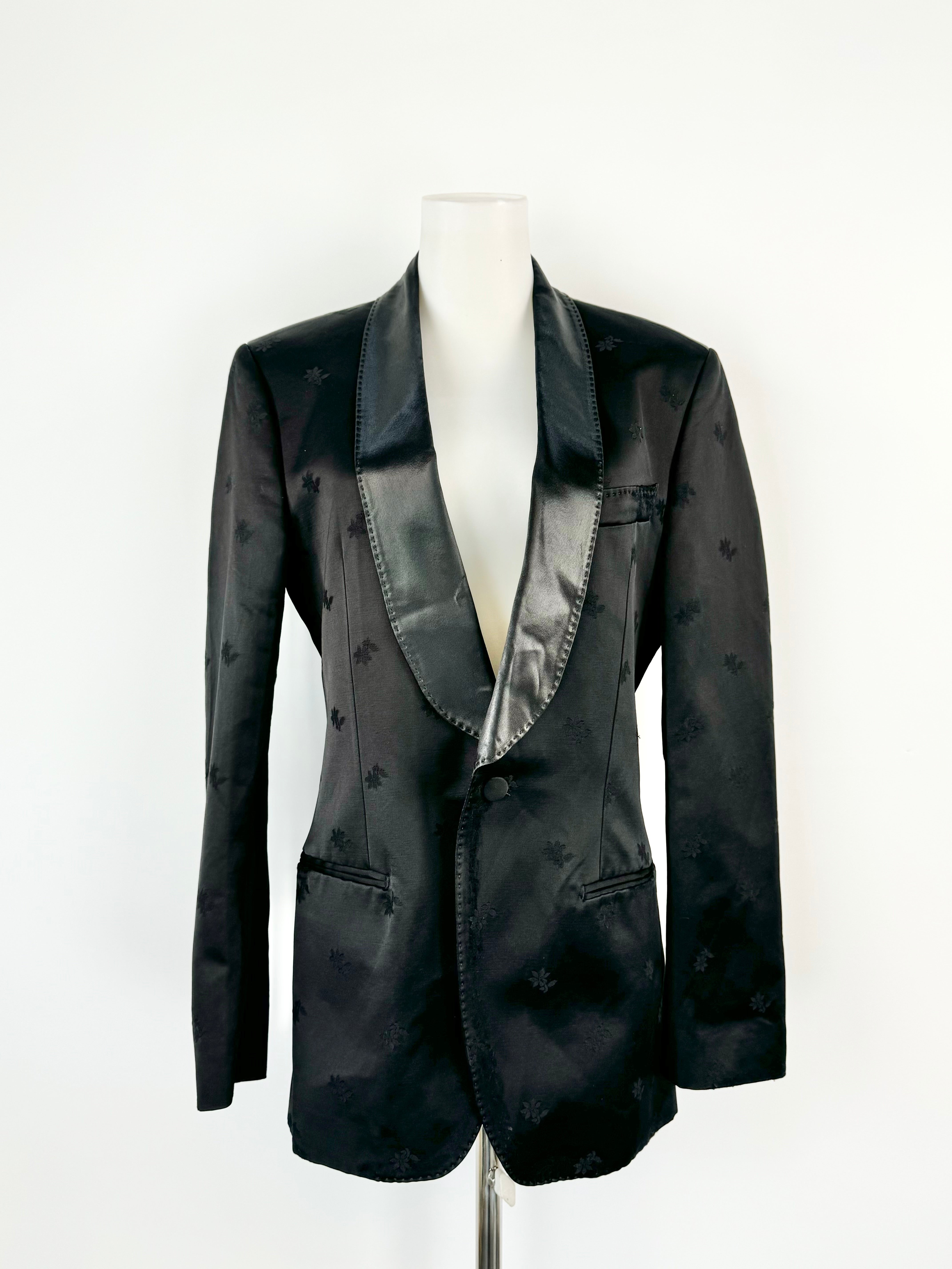 Marni Black Satin Floral 2020 Blazer - 48