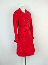 Jigsaw Red Double-Breasted Trench Coat - AU8