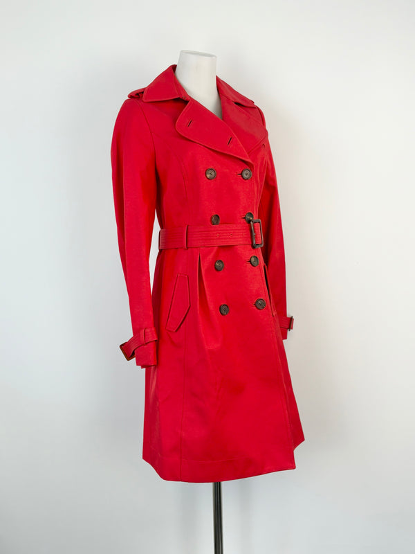 Jigsaw Red Double-Breasted Trench Coat - AU8