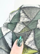 Samantha Sung Green Grid Patterned Fitted Silk Blouse - AU8