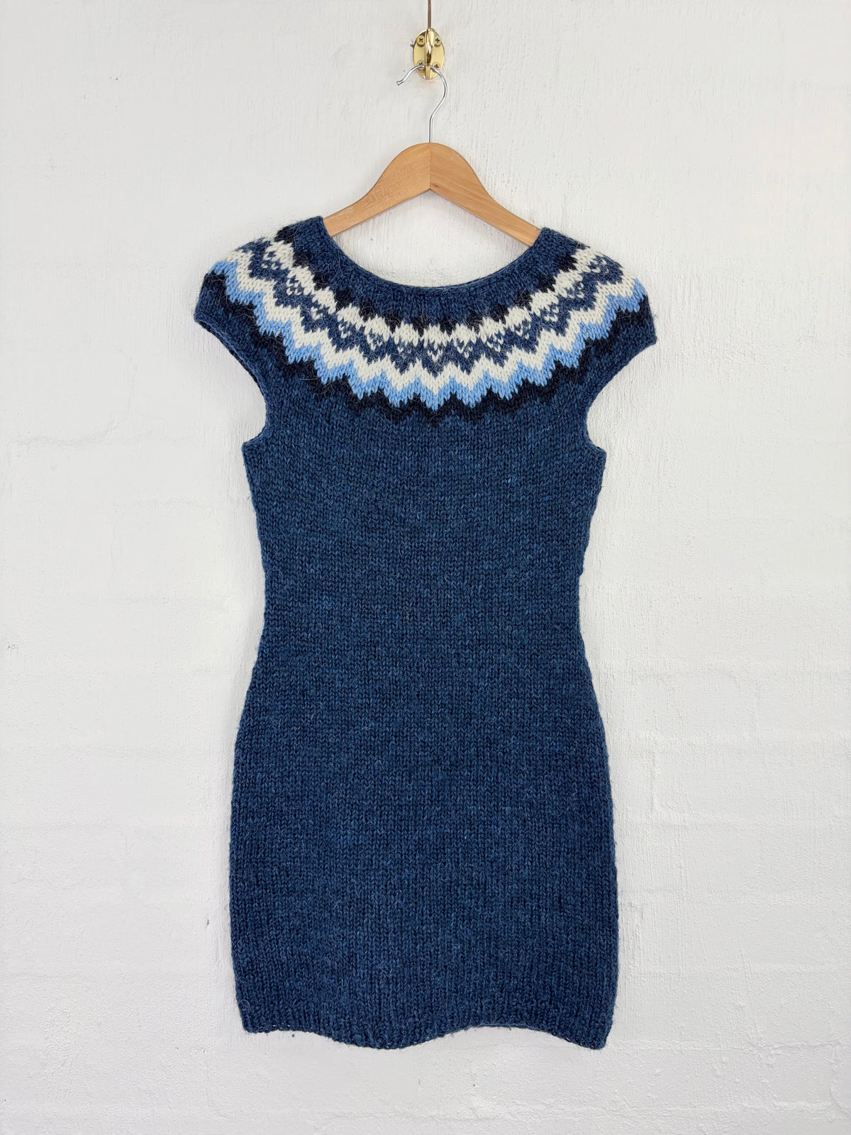 The Hand Knitting Association of Iceland Sea Blue Knitted Midi Dress - AU6/8