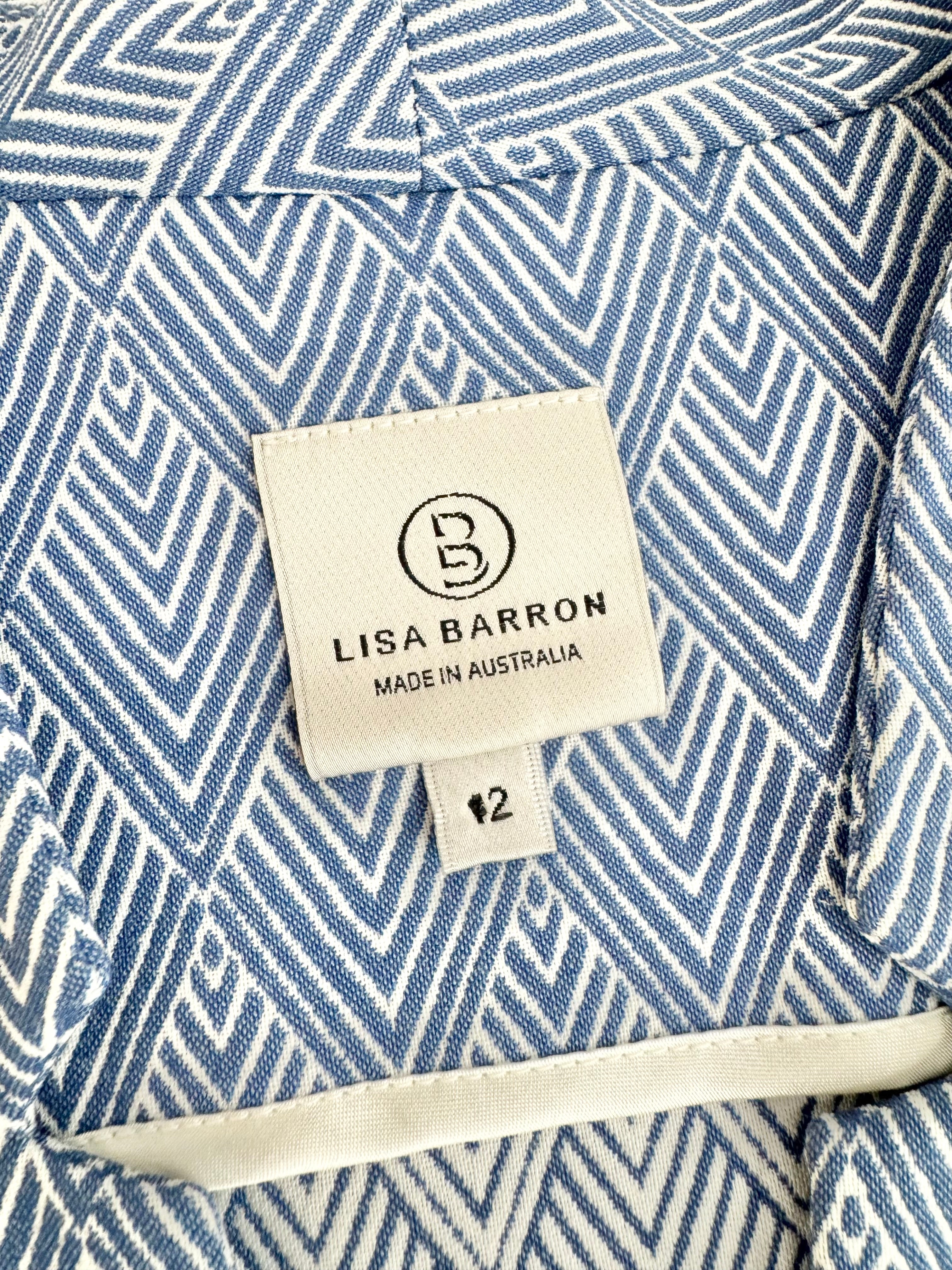 Lisa Barron Blue & White Chevron Pattern 2 Piece Suit - AU10 & AU12