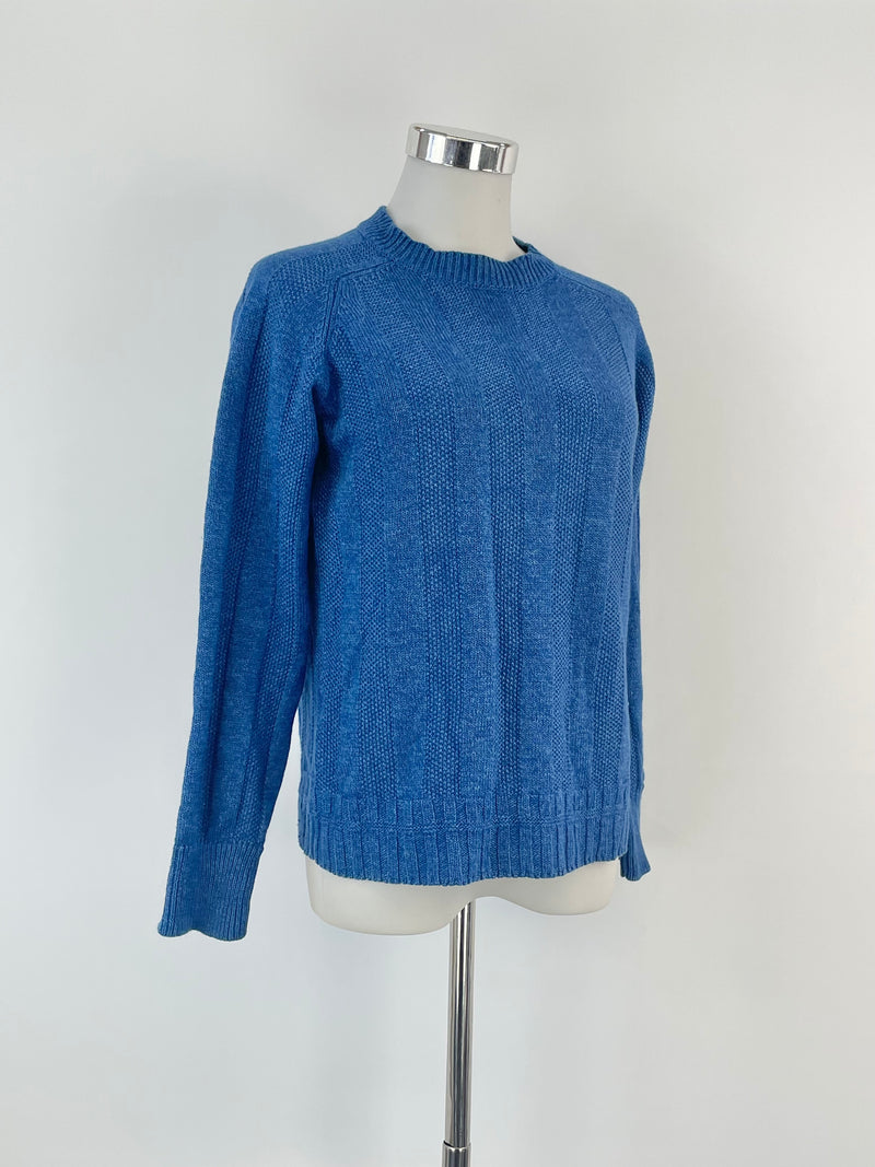 Drake's Blue Ribbed Knit Linen & Merino Blend Sweater - AU8