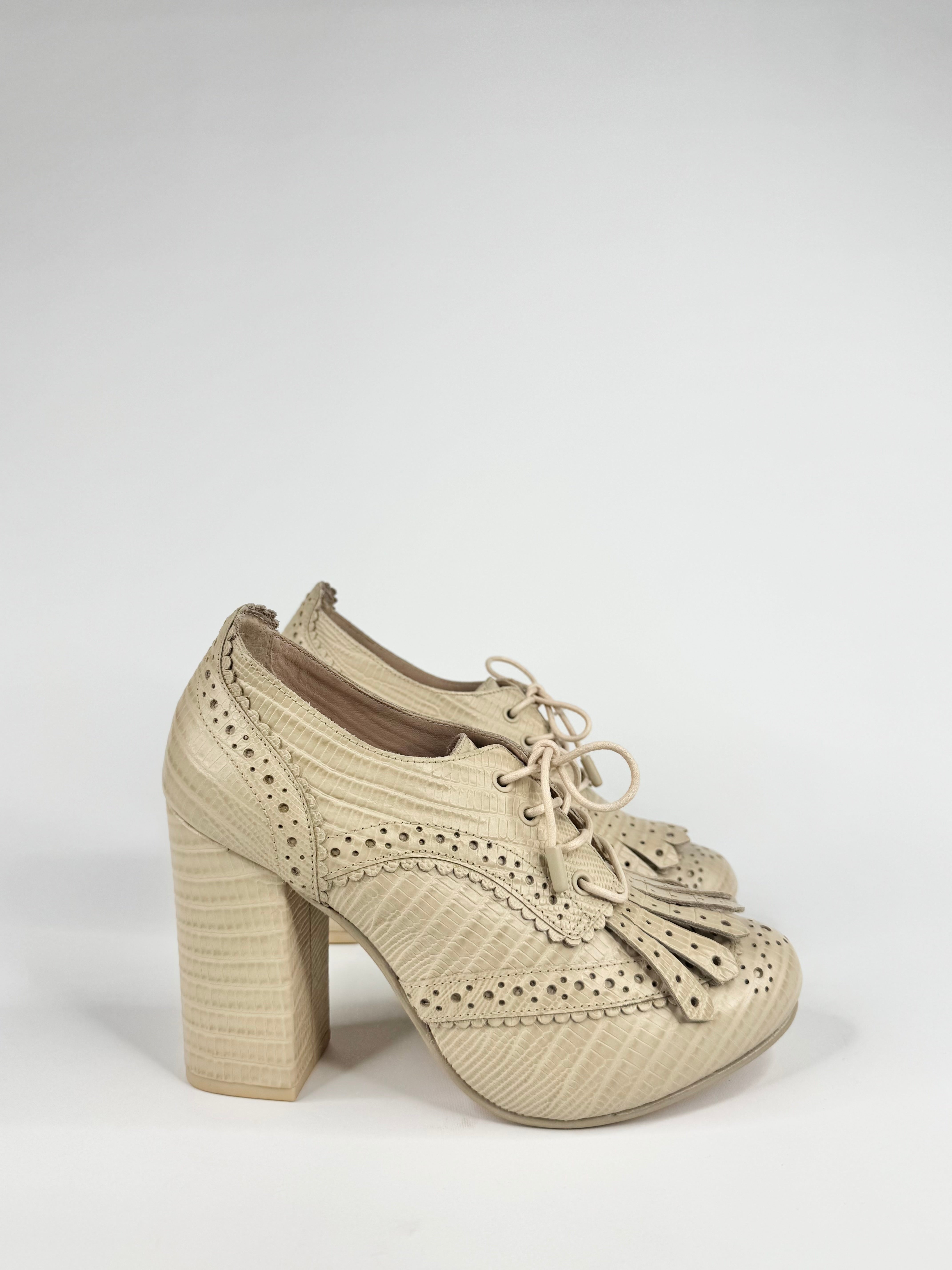Zimmermann Beige Brogue Embossed Leather Heels NWT - EU37