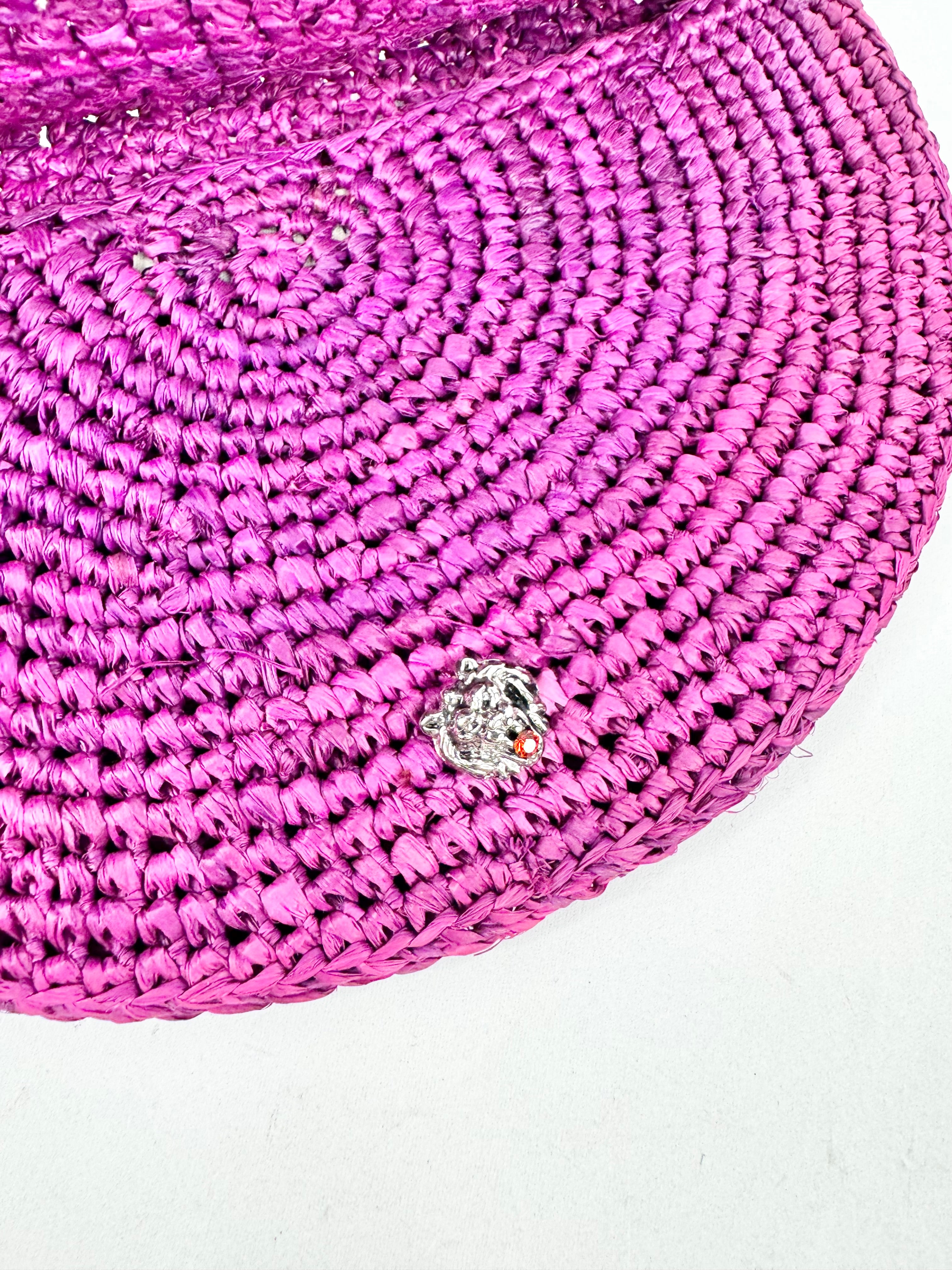 Gabriele Frantzen Fuchsia Raffia Clutch