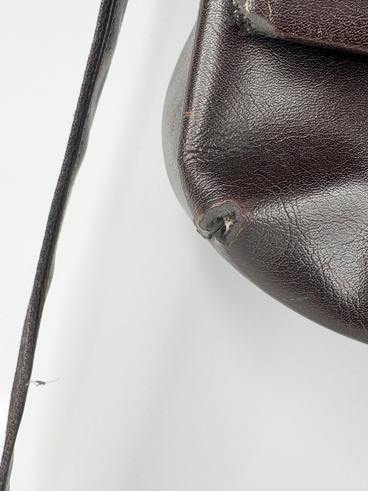 Giorgio Armani Vintage Chocolate Brown Leather Messenger Bag