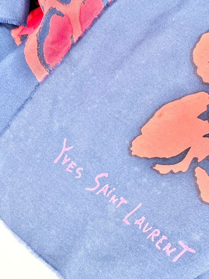 Vintage Yves Saint Laurent Laurent Blue & Red Scarf