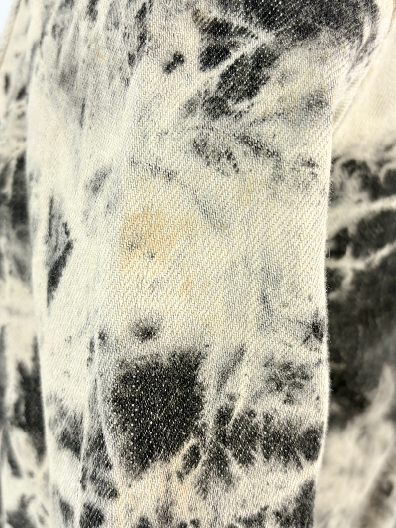 Michael by Michael Kors Off-White & Black Tie-Dye Denim Jacket - AU10/12