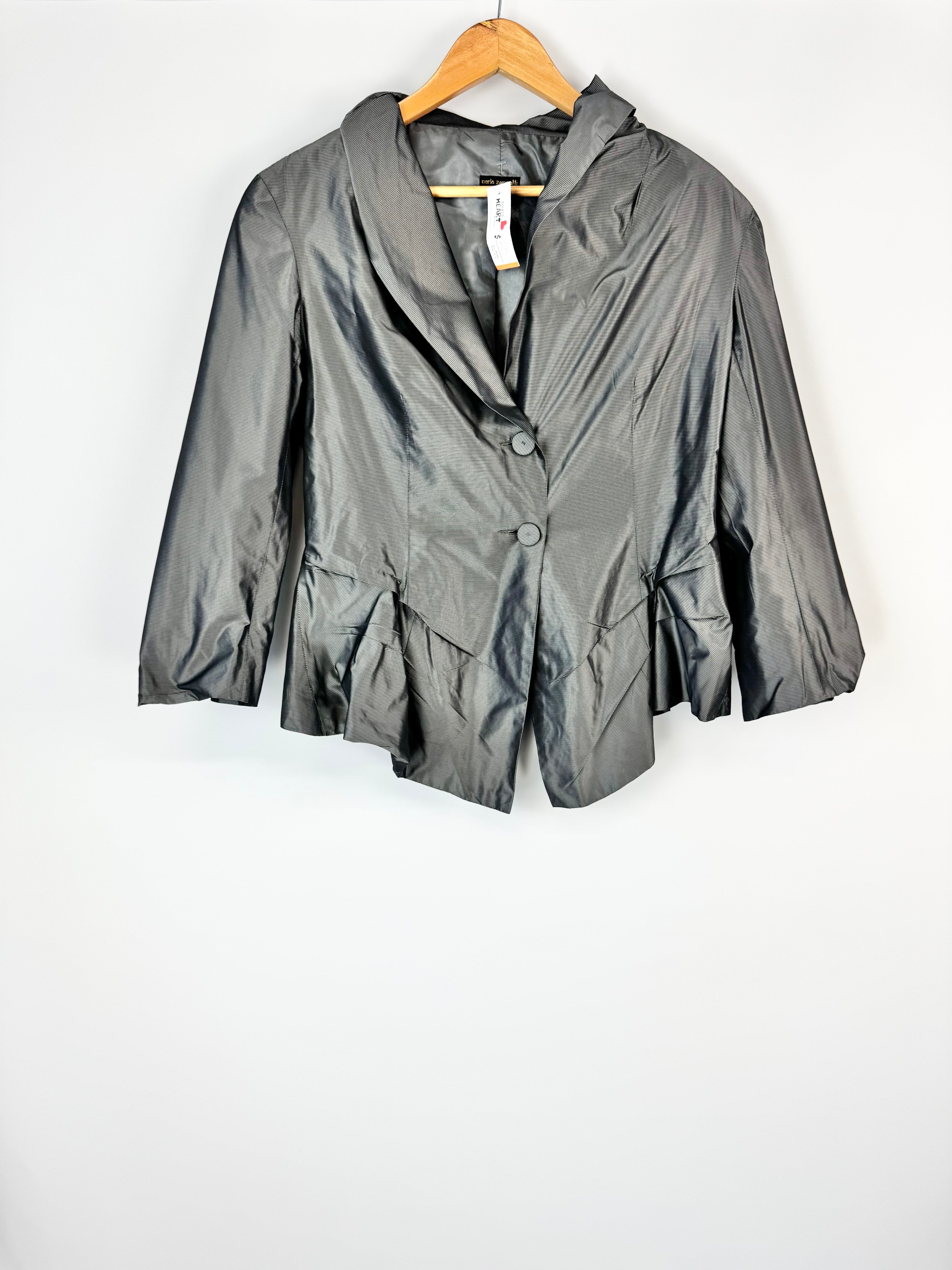 Carla Zampatti Grey Striped Satin Blazer - AU12