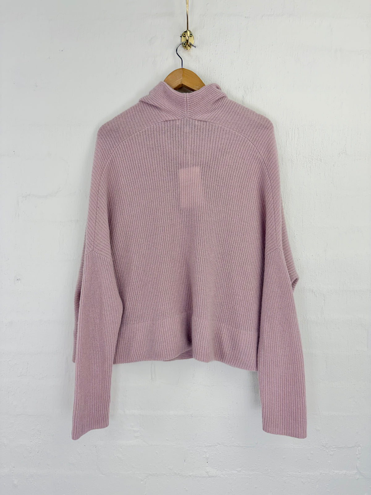Cashmerism Dusty Pink Cashmere Rib Knit Cowl Neck Crop Top NWT - AU12