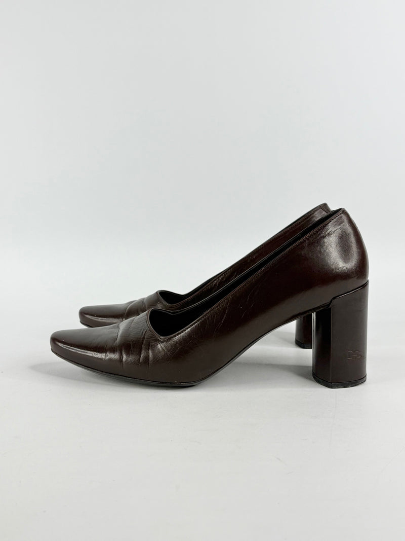 Calvin Klein Chocolate Brown Leather Pumps - EU39