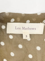 Lee Mathews Taupe Dotted Sheer Silk Blouse - AU10