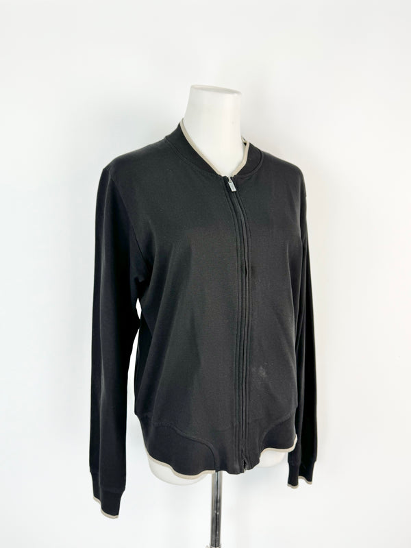 Kenzo Homme Black Cream Contrast Zippered Cardigan - XS