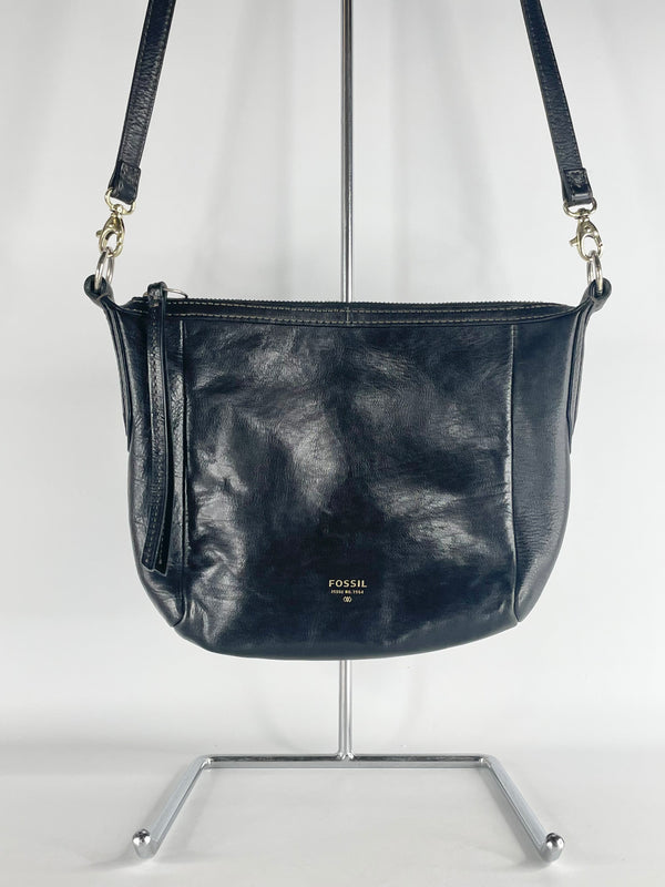 Fossil Black Leather 'Issue No. 1954' Crossbody Clutch