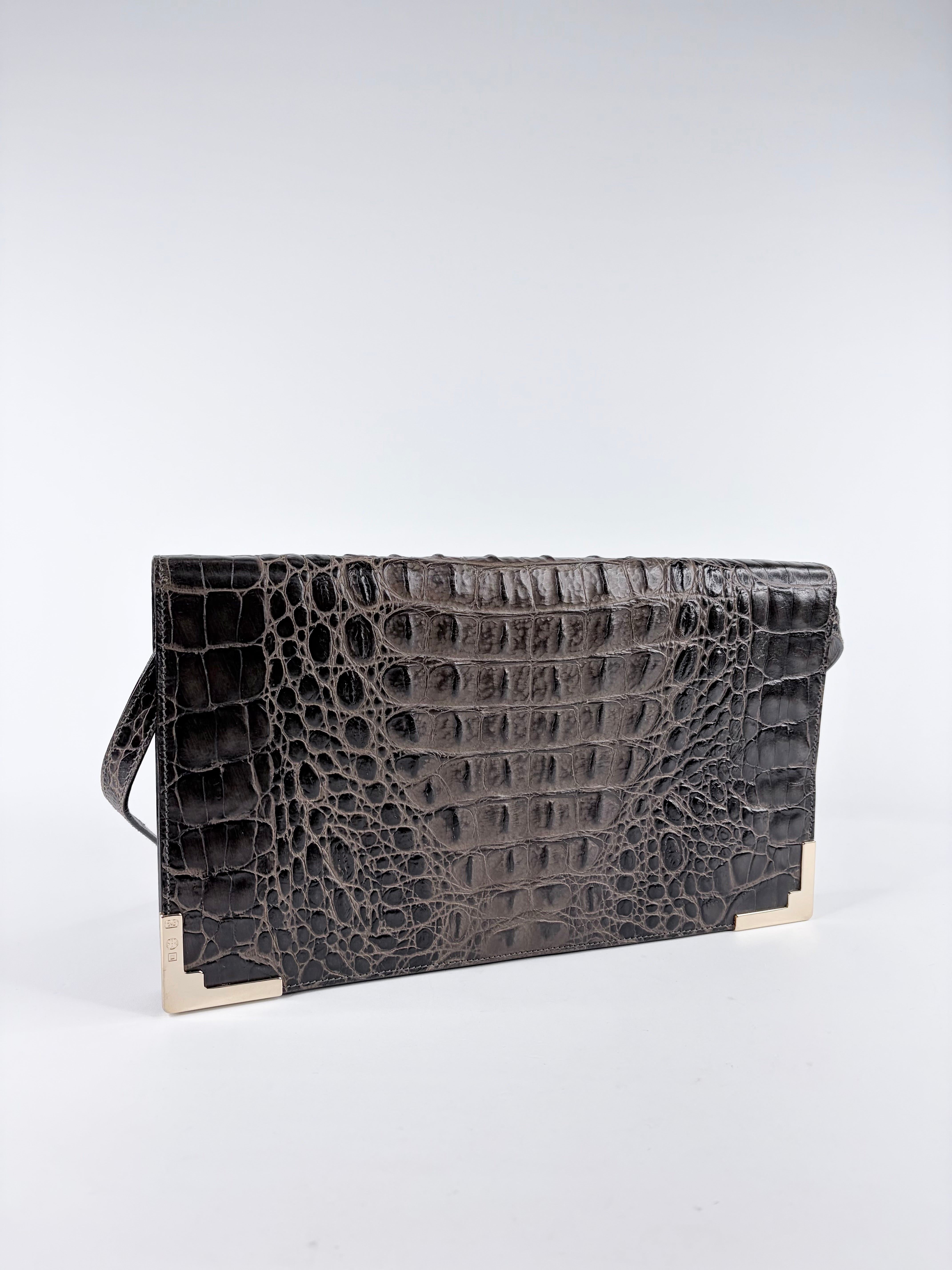 Escada Croc Textured Cross Body Bag