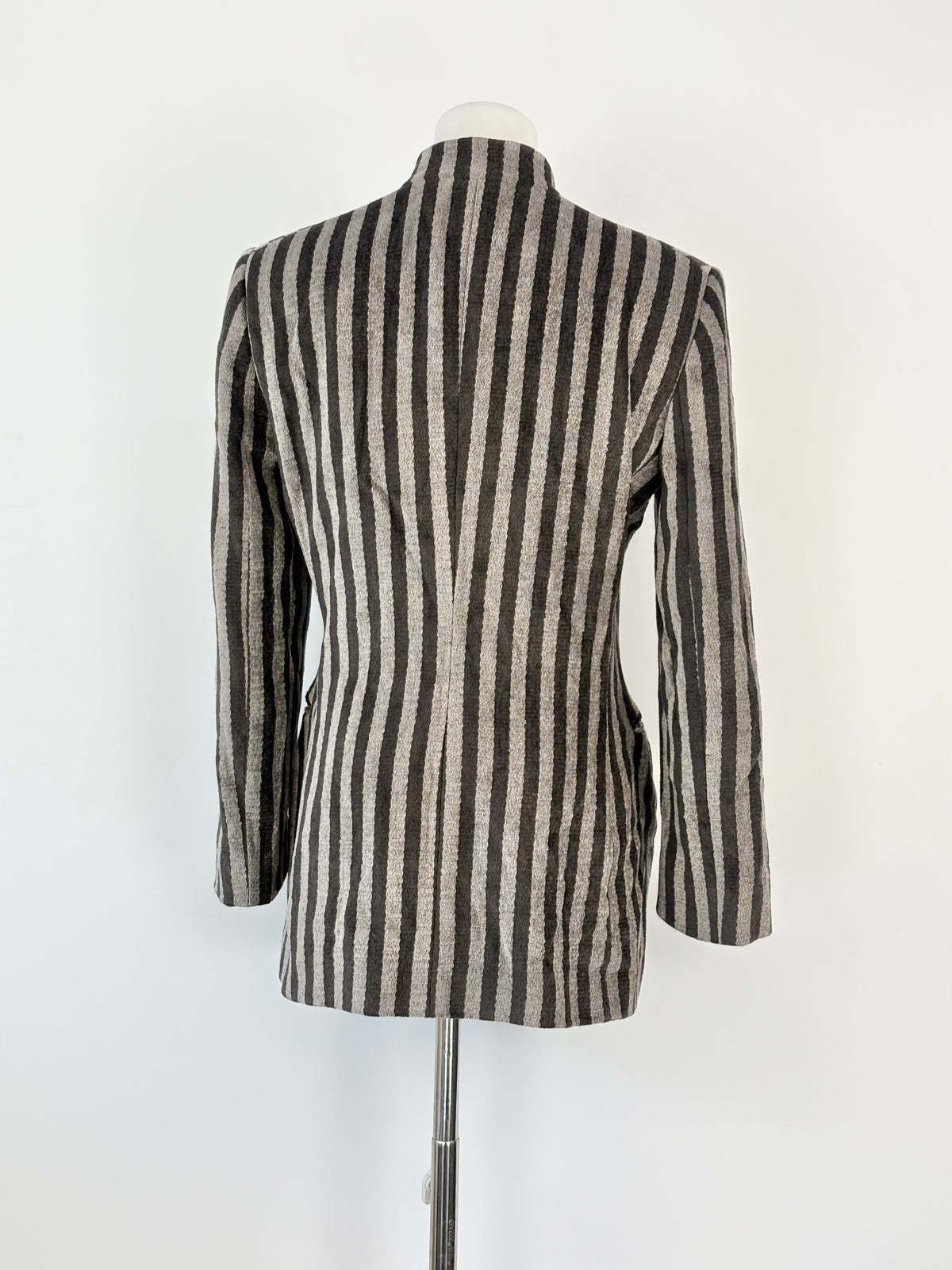Giorgio Armani Black & Grey Striped Wool-Blend Jacket - AU10
