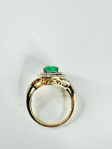 9ct Gold, Diamond & Emerald Ring