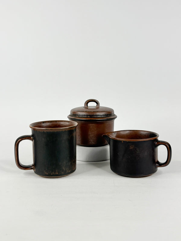 Arabia Finland Ruska Patterned 3pc Coffee Set