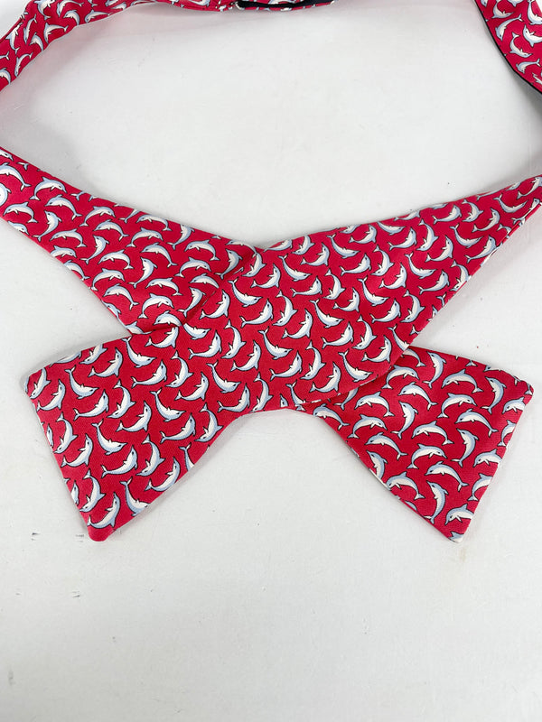 Vintage Burberrys Silk Dolphin Print Bow-Tie