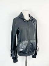 Love Moschino Black Puff Sleeve Black Zippered Hoodie - AU10