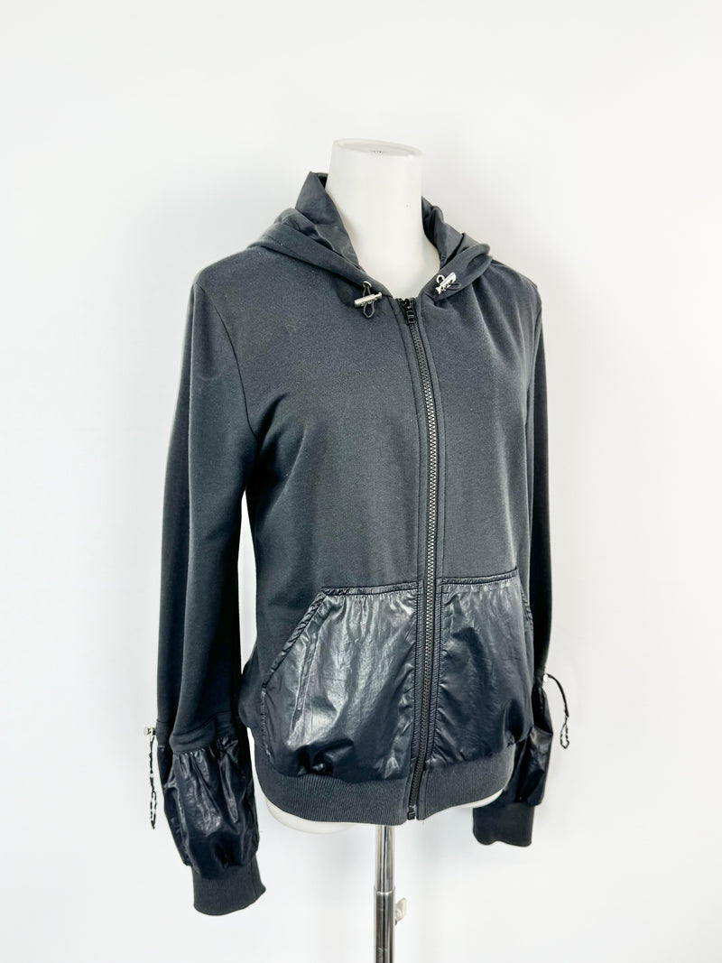 Love Moschino Black Puff Sleeve Black Zippered Hoodie - AU10