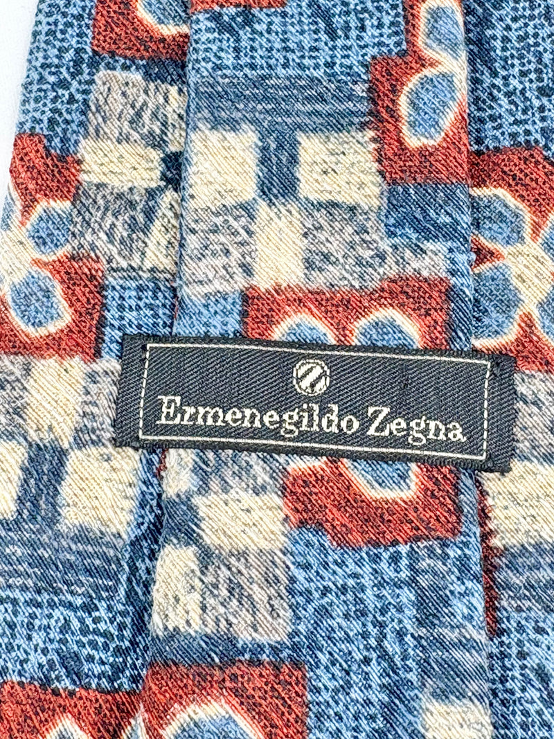 Ermenegildo Zegna Blue Flower-Print Silk Tie