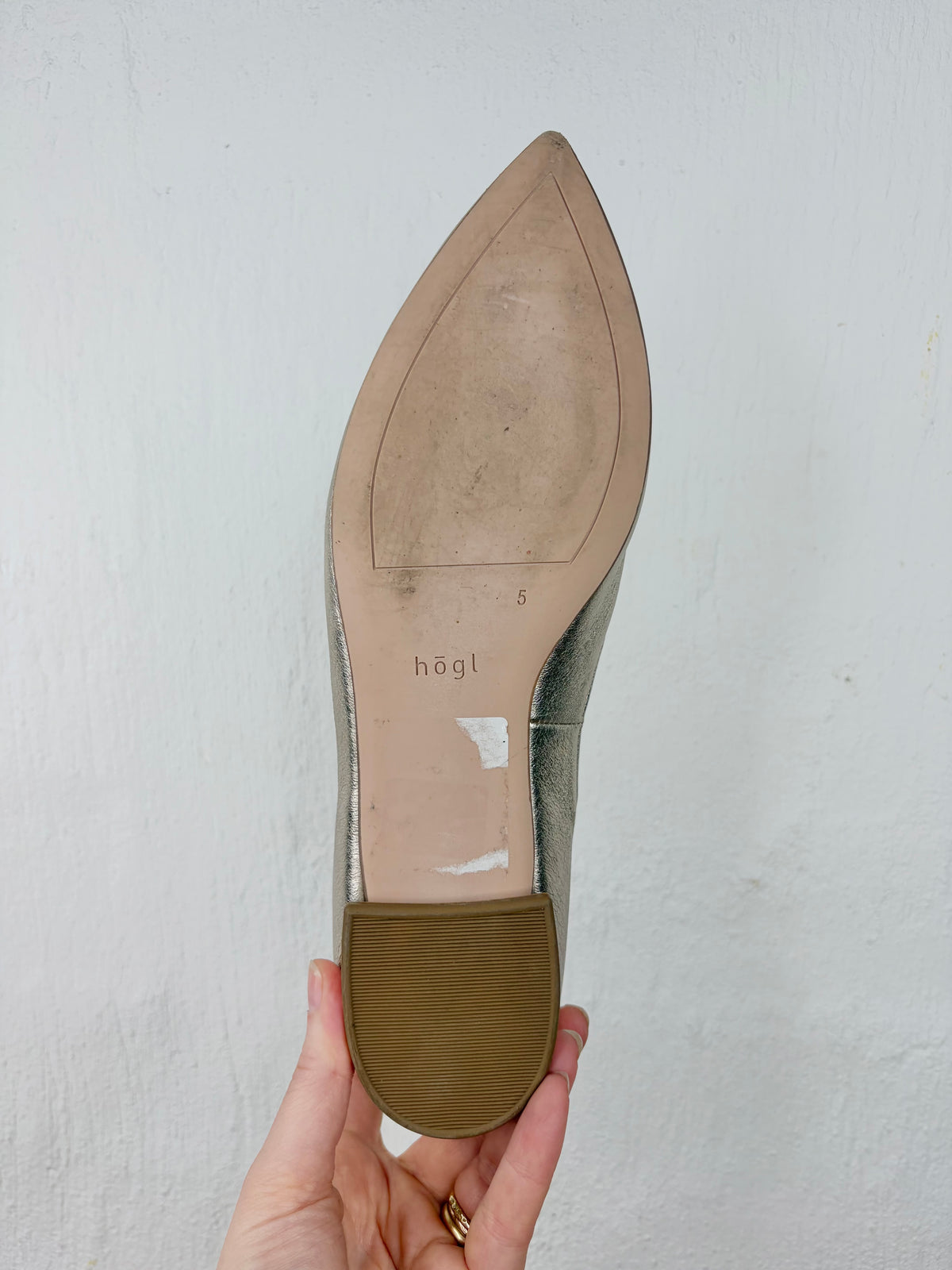 Hogl Metallic Rose Gold Pointed Toe Ballet Flats - EU38