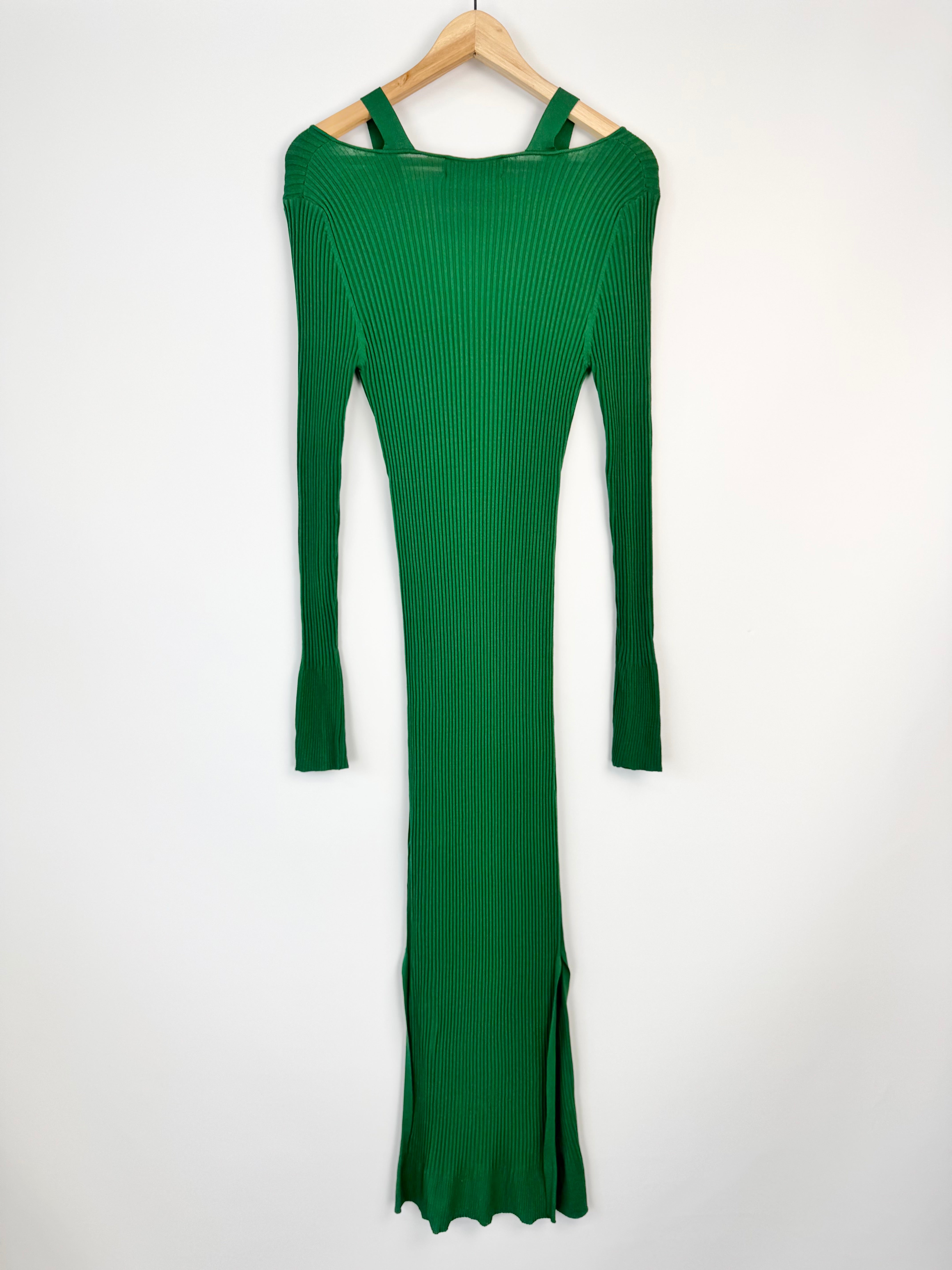 Essentiel Antwerp Dark Green Midi-Length Rib Knit Dress - AU10/12
